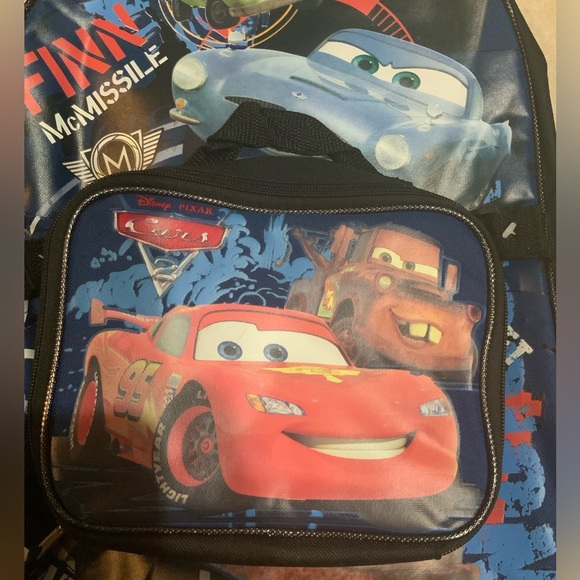 Disney Pixar Cars 2 Navy Blue/Black Backpack With Lunchbox - Picture 3 of 7